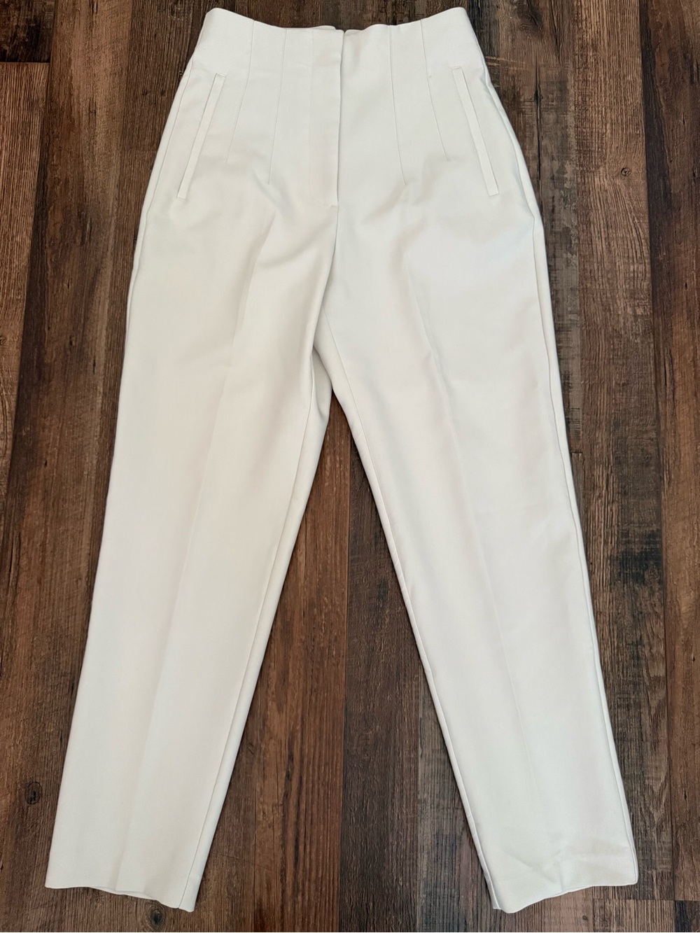 Zara Cream High-Waist Tailored Trousers